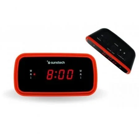 SUNSTECH FRD60RD Radio Reloj Despertador FM LED Rojo/Negro
